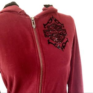 Harley Davidson Red Zip Up Hoodie Jacket